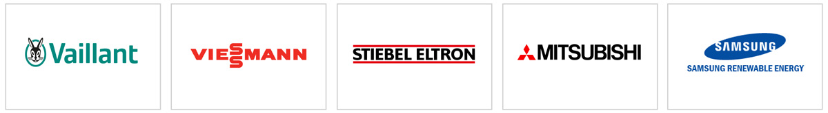 Approved installers of: Vaillant, Viessmann, Stiebel-Eltron, Mitsubishi and Samsung Heat Pumps