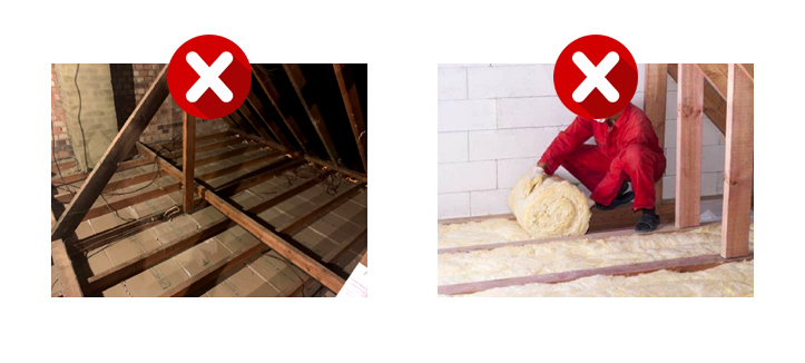 No Loft insulation and single layer loft insulation